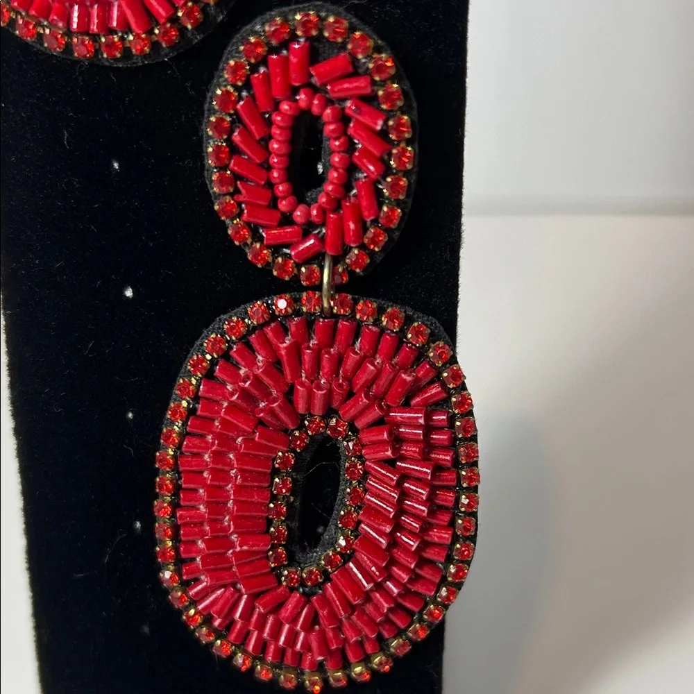 Elegant Red Beaded Earrings - Picture 7 of 11